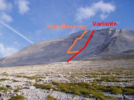 Neunerspitze, voie Messner et variante